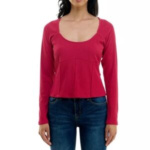 Nicole Miller Sangria Pink Long Sleeve Top